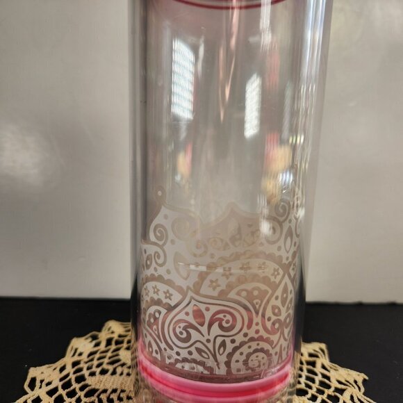 Davids Tea Travel Tumbler Infuser Clear Travel Mug w White Design and Pink Lid - Picture 8 of 10